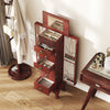 Wooden jewelry armoire cabinet in brown with 7 drawers and swing doors, featuring a mirror for stylish storage.
