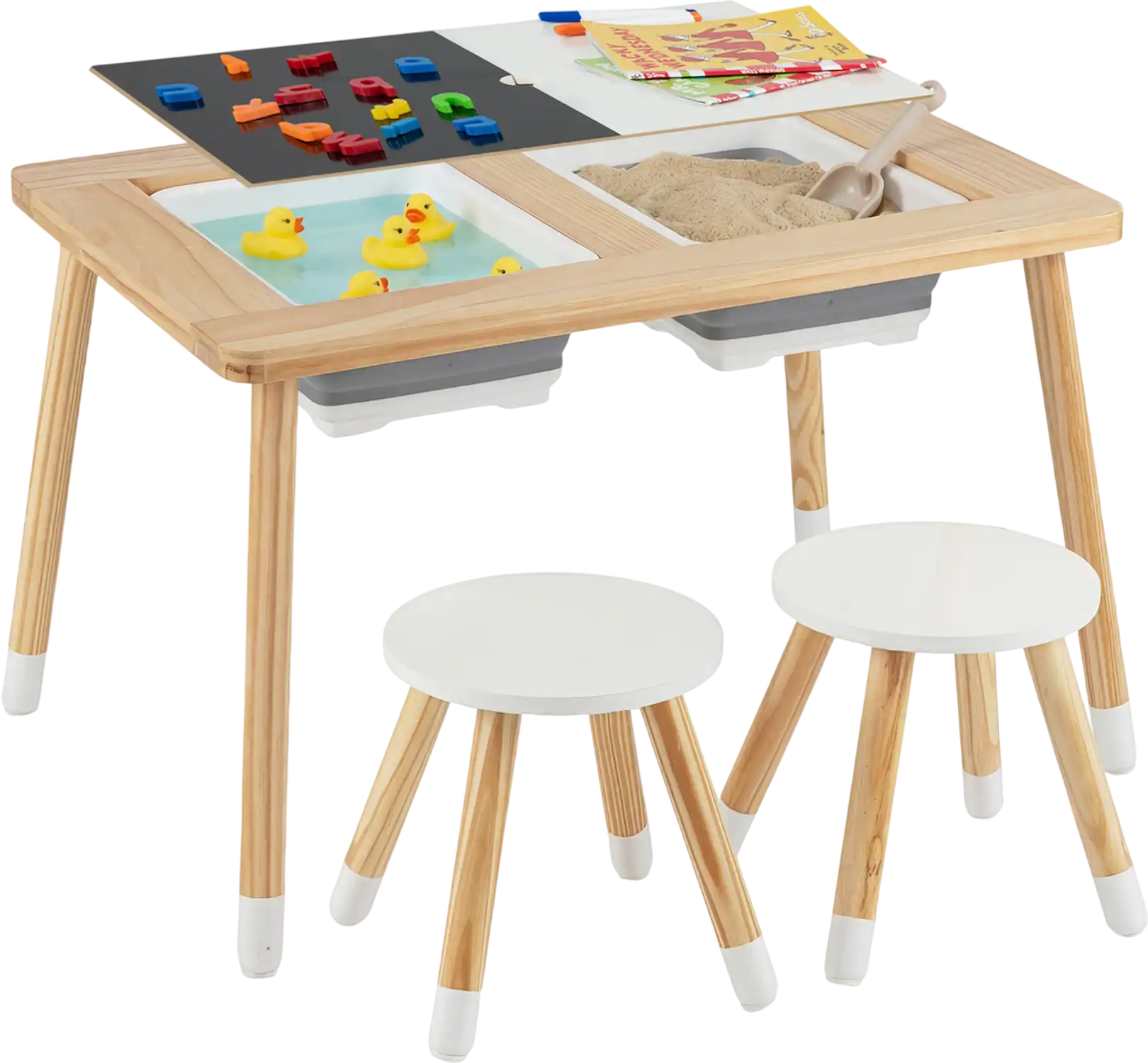 Costway Wooden Kids Activity Table Set Double-Sided Boards 52163079 New
