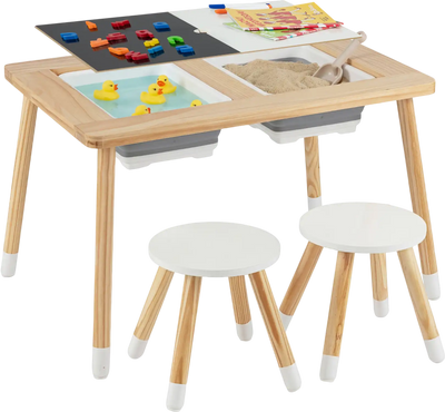 Costway Wooden Kids Activity Table Set Double-Sided Boards 52163079 New
