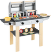 Wooden Kids Barbecue Grill Playset Kids Toy Grill with Abundant Grilling Tools and Play Foods