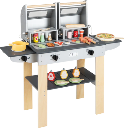 Costway Wooden Kids BBQ Grill Playset Toy w/ Grilling Tools & Play Food 33715282 New