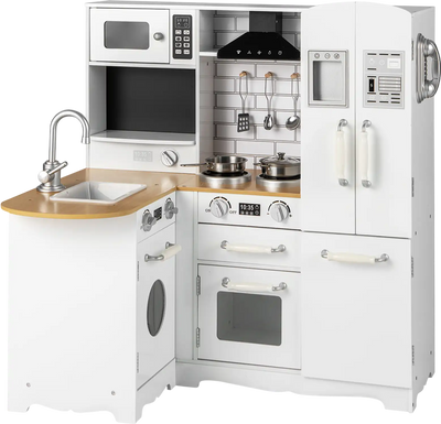 Costway Wooden Kids Corner Kitchen Playset Stove Toddlers 15392648 New