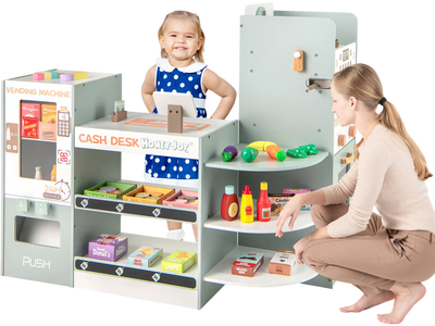 Costway Wooden Kids Grocery Store Playset Pretend Supermarket Green 38297541 New