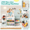 Wooden kids grocery store playset with 24H vending machine, checkout counter, and 30 accessories for imaginative play.