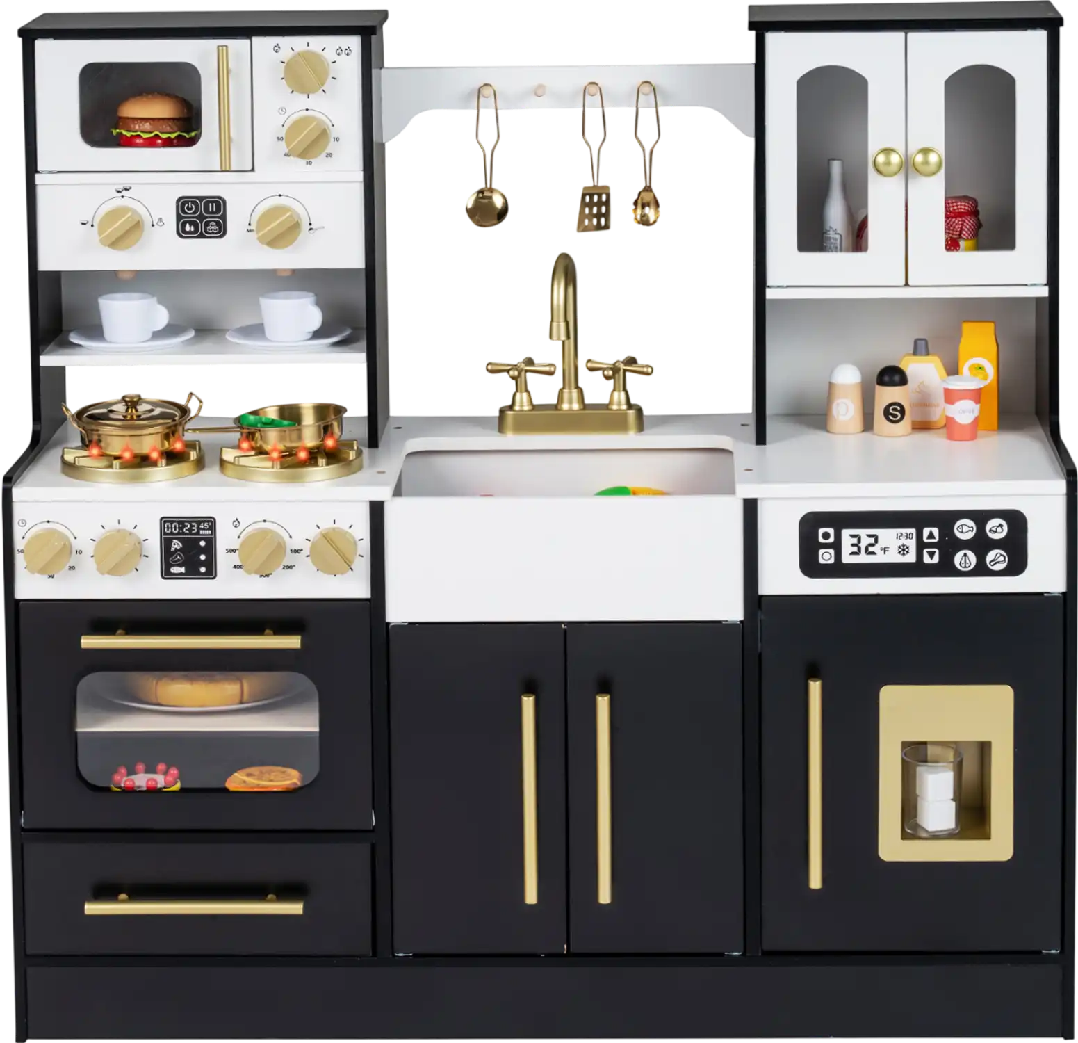 Costway Wooden Kids Kitchen Playset Realistic Lights Sounds 62572380 New