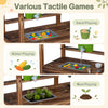 Wooden kids mud kitchen with water tank, sand and mud playing areas, and 8 accessories for imaginative play.