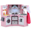 Wooden Kids Play Kitchen Playset with Realistic Lights and Sounds-Pink - Gallery View 1 of 31