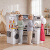 Wooden Kids Play Kitchen Playset with Realistic Lights and Sounds-White - Gallery View 1 of 12