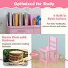 Wooden kids study desk and chair set in pink with 4 book sorters, solid pine frame, and ergonomic chair for proper.