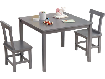 Costway Wooden Kids Table & 2 Chairs Set Gray 67459832 New