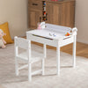Wooden Kids Table and Chair Set with Storage and Paper Roll Holder-White - Gallery View 1 of 10