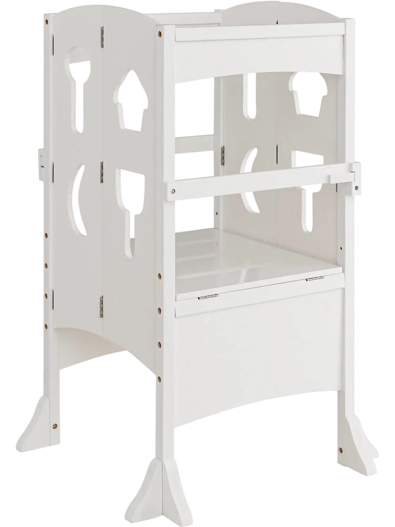 Costway Folding Wooden Toddler Step Stool w/ Lockable Safety Rail 82367954 New