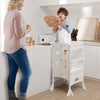 Folding Wooden Step Stool with Lockable Safety Rail for Toddler 3+-White - Gallery View 1 of 10