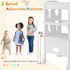 Folding wooden step stool with adjustable platform, safety rail, ideal for toddlers 3-10 years old, perfect for kitchen.