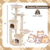 Wooden kitten tower with sisal scratching posts, two condos, and a padded top perch for playful and cozy lounging.