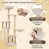 Wooden kitten tower with sisal scratching posts, featuring two condos and an ultra-soft padded cushion for comfort.