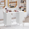 Wooden Manicure Table Nail Desk with Drawers Wrist Rest-White - Gallery View 1 of 10