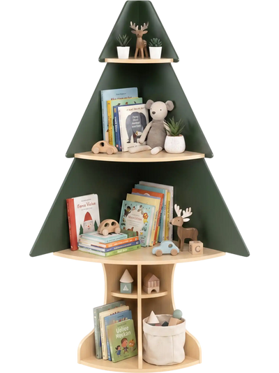 Costway Wooden Montessori Corner Tree Bookshelf Toy Storage 81472292 New