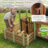 Fir wood mud farm playset with lockable yard, faucet, and elevated planter box for kids' hands-on learning about.