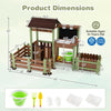 Fir wood mud farm playset with planter box, faucet, and chalkboard for kids aged 3+, promoting hands-on gardening fun.