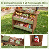 Wooden grocery store toy featuring 6 compartments and 2 removable bins for organized play food sorting and market setup.