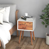 Wooden Nightstand Mid-Century End Side Table with 2 Storage Drawers-Brown - Gallery View 1 of 10