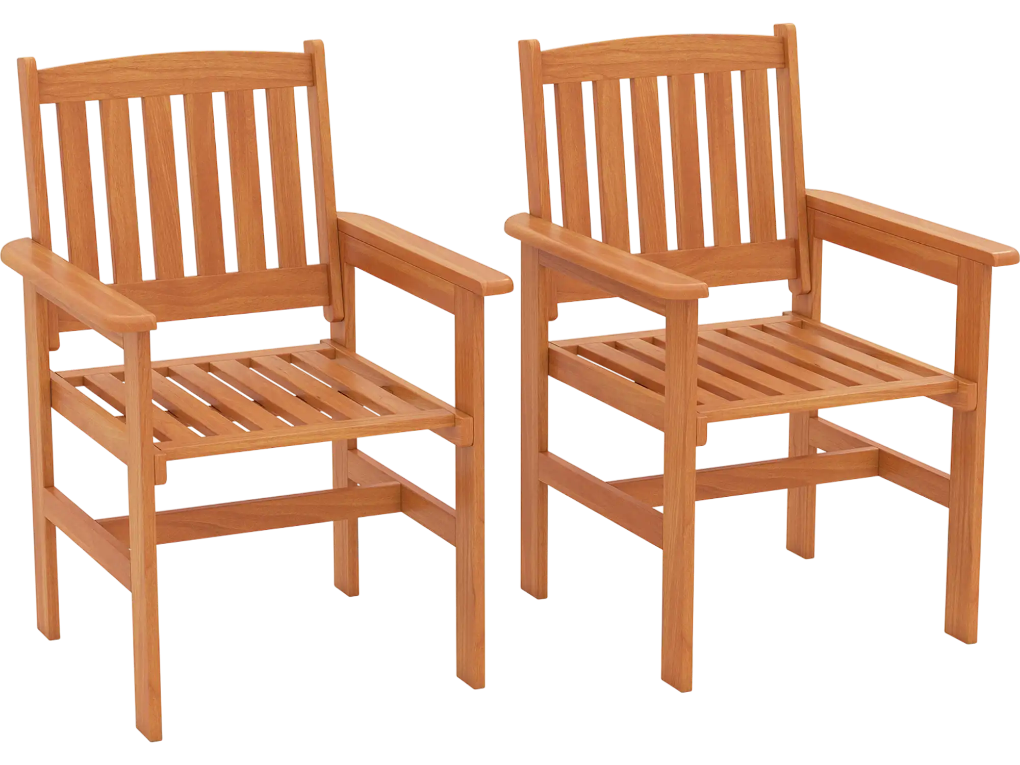 Costway Wooden Patio Dining Chairs Set of 2 Inclined Backrests 765389142 New
