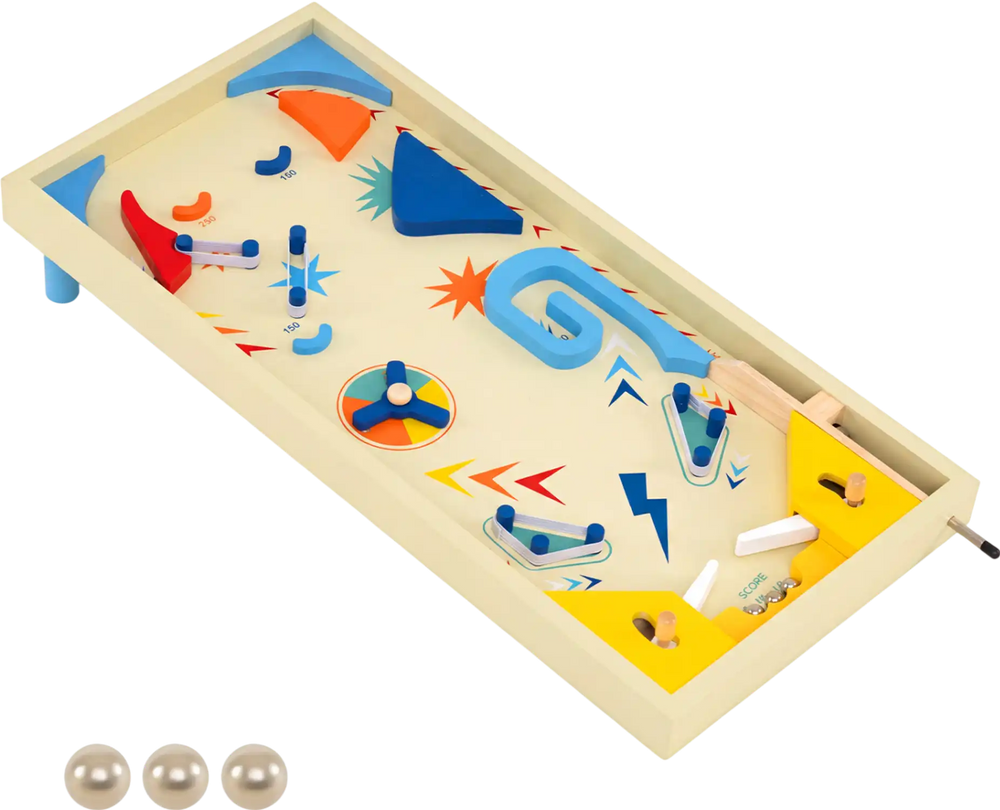 Wooden Pinball Machine with 3 Balls for Kids 8+ and Adults