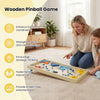 Wooden pinball machine with three metal marbles, promoting hand-eye coordination and family interaction for ages 8 and.