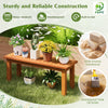 Wooden plant stand made of solid shorea hardwood with waterproof teak oil finish, ideal for indoor and outdoor use.