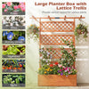 Large wooden planter box with lattice trellis for climbing plants, featuring a flat roof and natural fir construction.