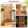 Wooden planter box with flat roof and lattice trellis, perfect for vibrant flowers and enhancing outdoor aesthetics.