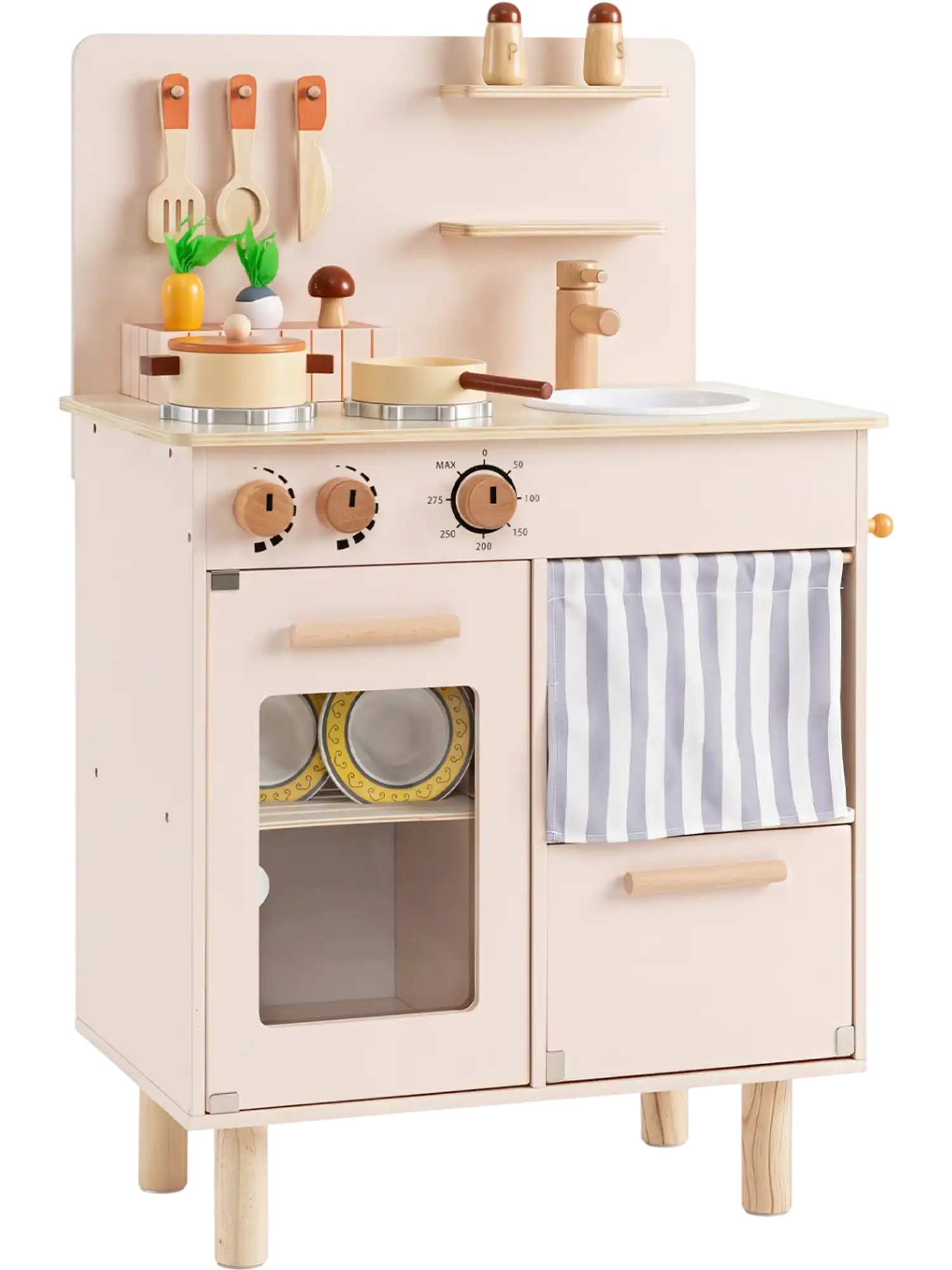 Costway Wooden Kids Play Kitchen Toddler Playset w/ Stove Faucet Sink 75348391 New