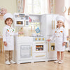Wooden Play Kitchen with Lights & Sounds and Sink Stove Oven for Kids Ages 3+-White - Gallery View 1 of 11