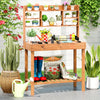 Wooden Potting Bench Table Garden Planting Workstation with 3-Tier Open Shelf-Brown - Gallery View 1 of 10