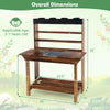 Wooden potting bench table for kids aged 3-7, featuring a removable sink and ample storage for gardening activities.