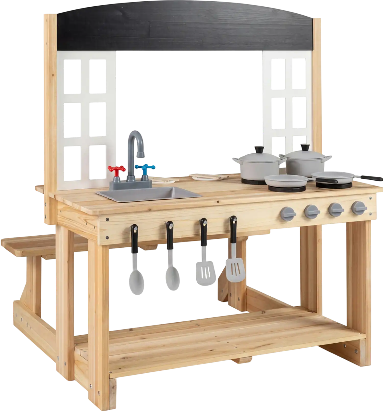 Costway Wooden Pretend Play Kitchen Bench Cooking Accessories 20988562 New
