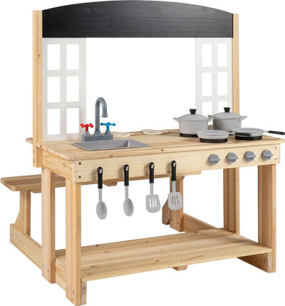 Costway Wooden Pretend Play Kitchen Bench Cooking Accessories 20988562 New