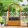 Wooden raised garden bed with arched roof and lattice trellis, made from natural pine wood for indoor and outdoor use.