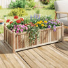 Wooden raised garden bed made of natural acacia wood, filled with colorful flowers, ideal for outdoor patios and.