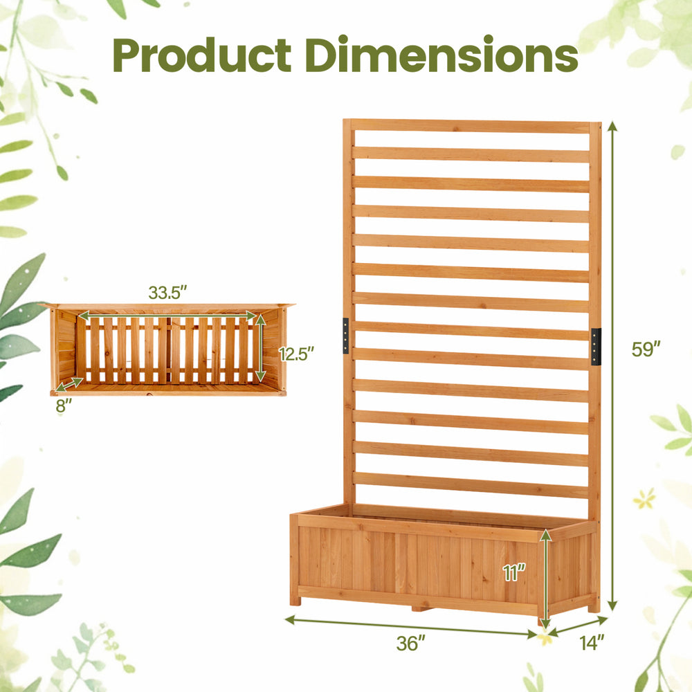 Wooden Raised Garden Bed 59 Inch Tall Elevated Planter Box with Vertical Trellis - Gallery View 4 of 9