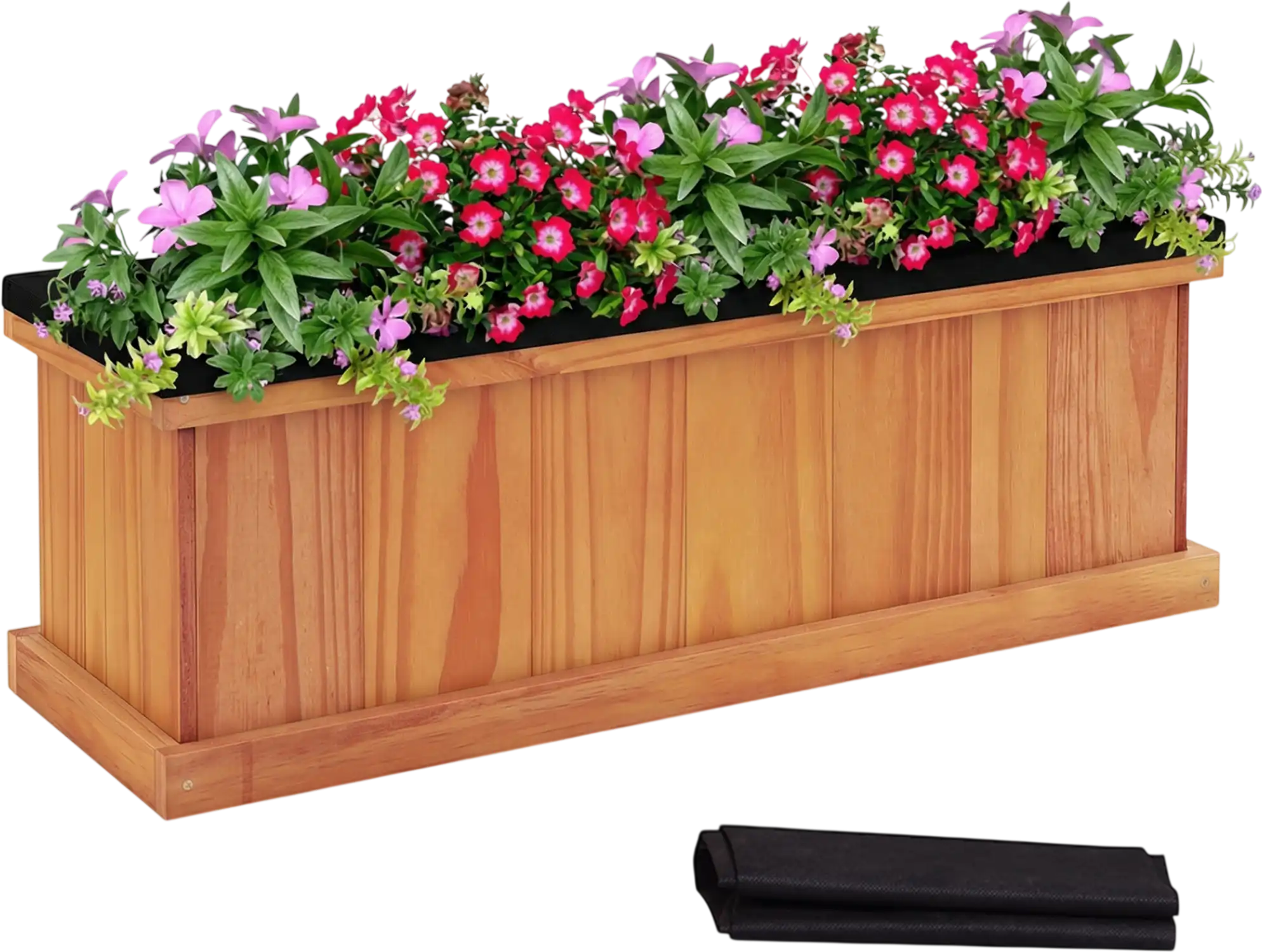 Costway Wooden Raised Garden Bed Planter Box w/ Drainage Holes & Liner 32066924 New