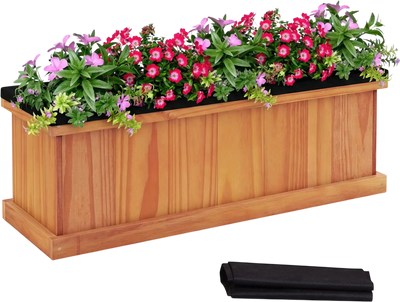 Costway Wooden Raised Garden Bed Planter Box w/ Drainage Holes & Liner 32066924 New
