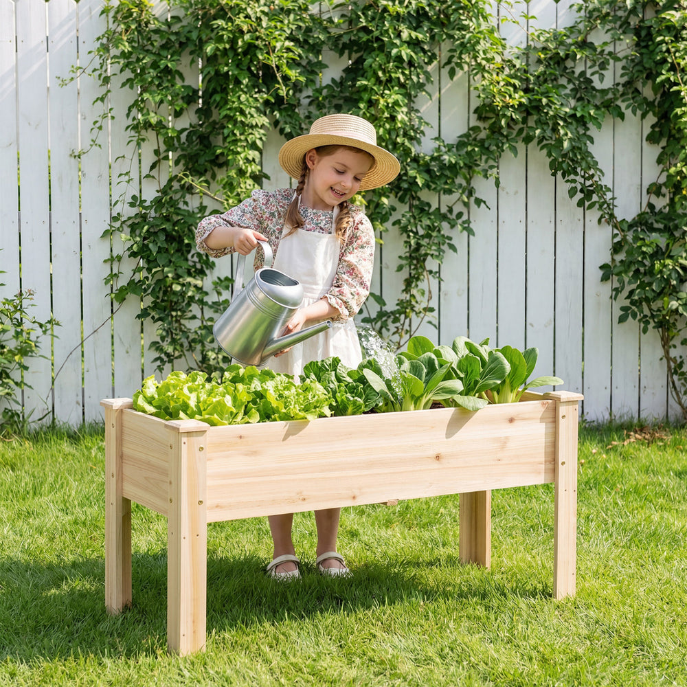 Wooden Raised Garden Bed with Legs Elevated Planter Box with Drainage Holes - Gallery View 2 of 12