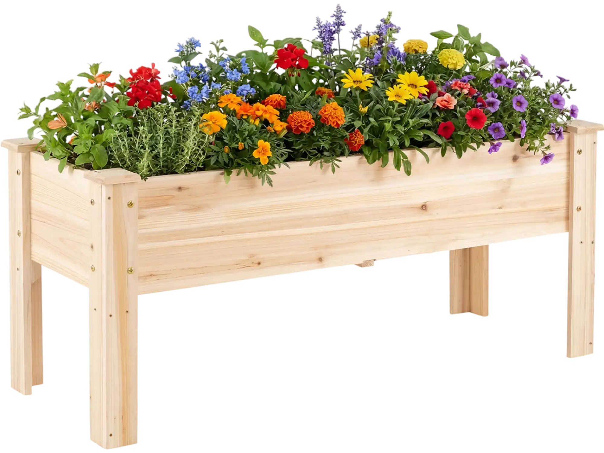 Costway Wooden Raised Garden Bed Elevated Planter Box with Legs Drainage Holes 34780247 New