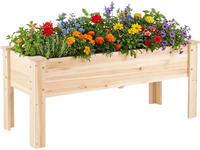 Costway Wooden Raised Garden Bed Elevated Planter Box with Legs Drainage Holes 34780247 New