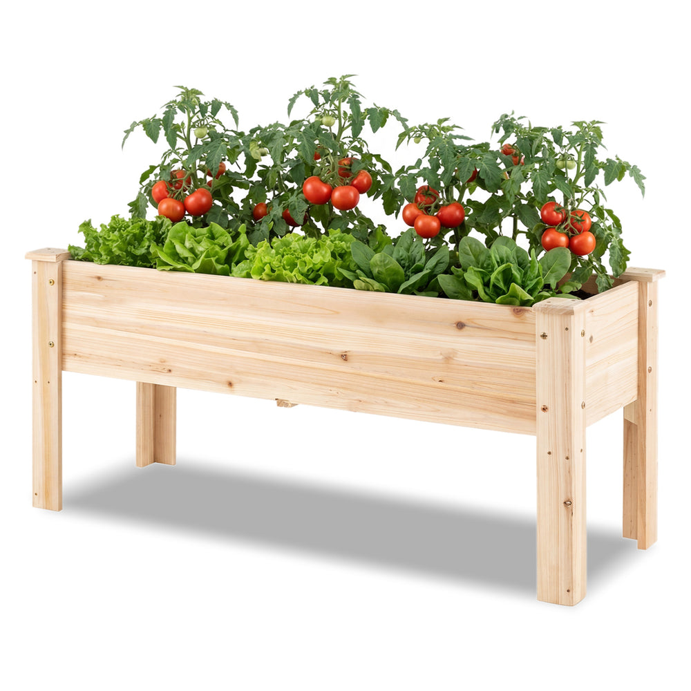 Wooden Raised Garden Bed with Legs Elevated Planter Box with Drainage Holes - Gallery View 4 of 12