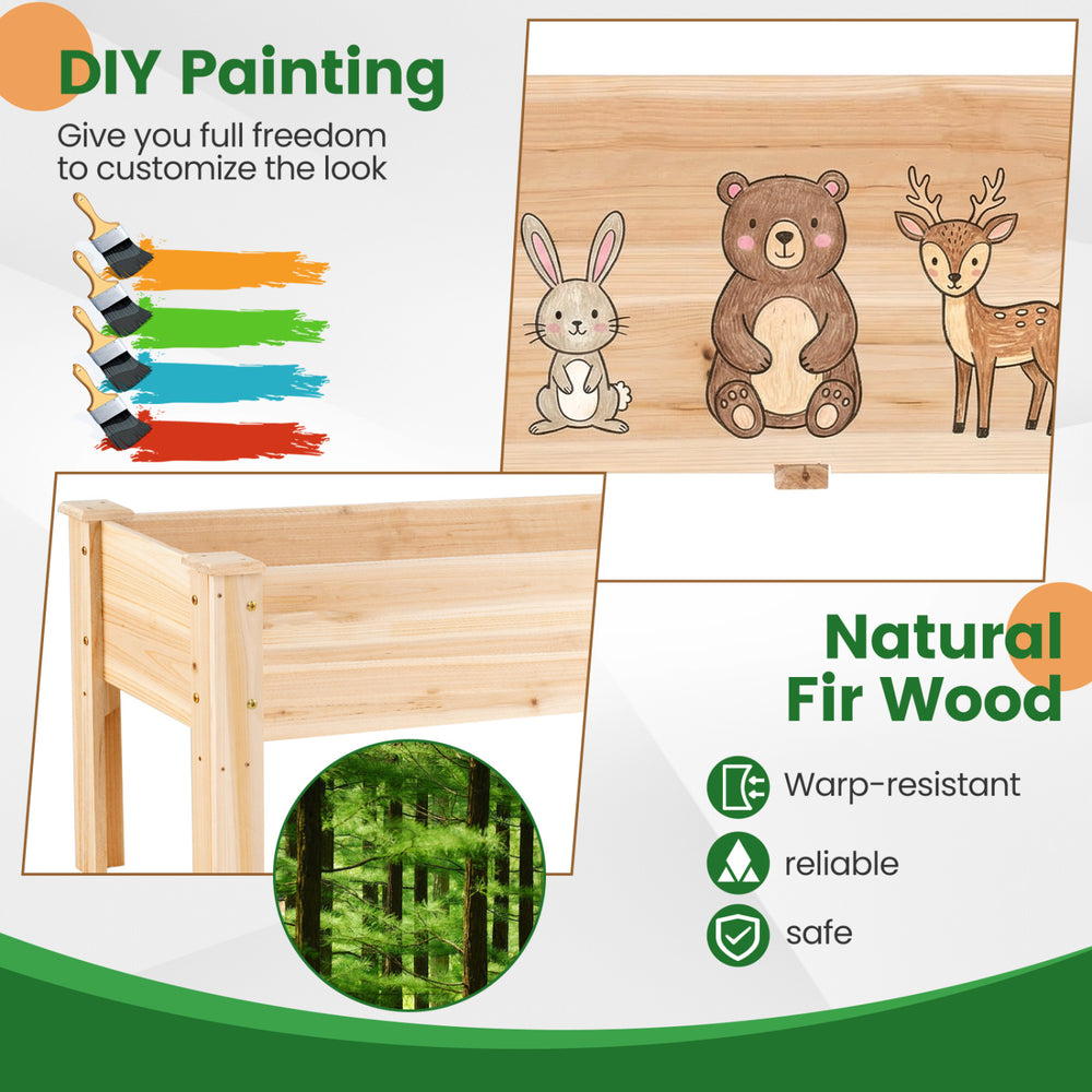 Wooden Raised Garden Bed with Legs Elevated Planter Box with Drainage Holes - Gallery View 9 of 12