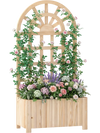 Wooden raised garden bed with trellis for climbing plants, featuring solid fir wood and a stylish rounded roof for.
