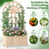 Wooden raised garden bed with trellis, made of solid fir wood, ideal for cultivating various plants outdoors.